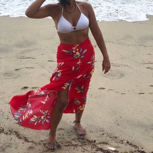 Red Floral Maxi Skirt